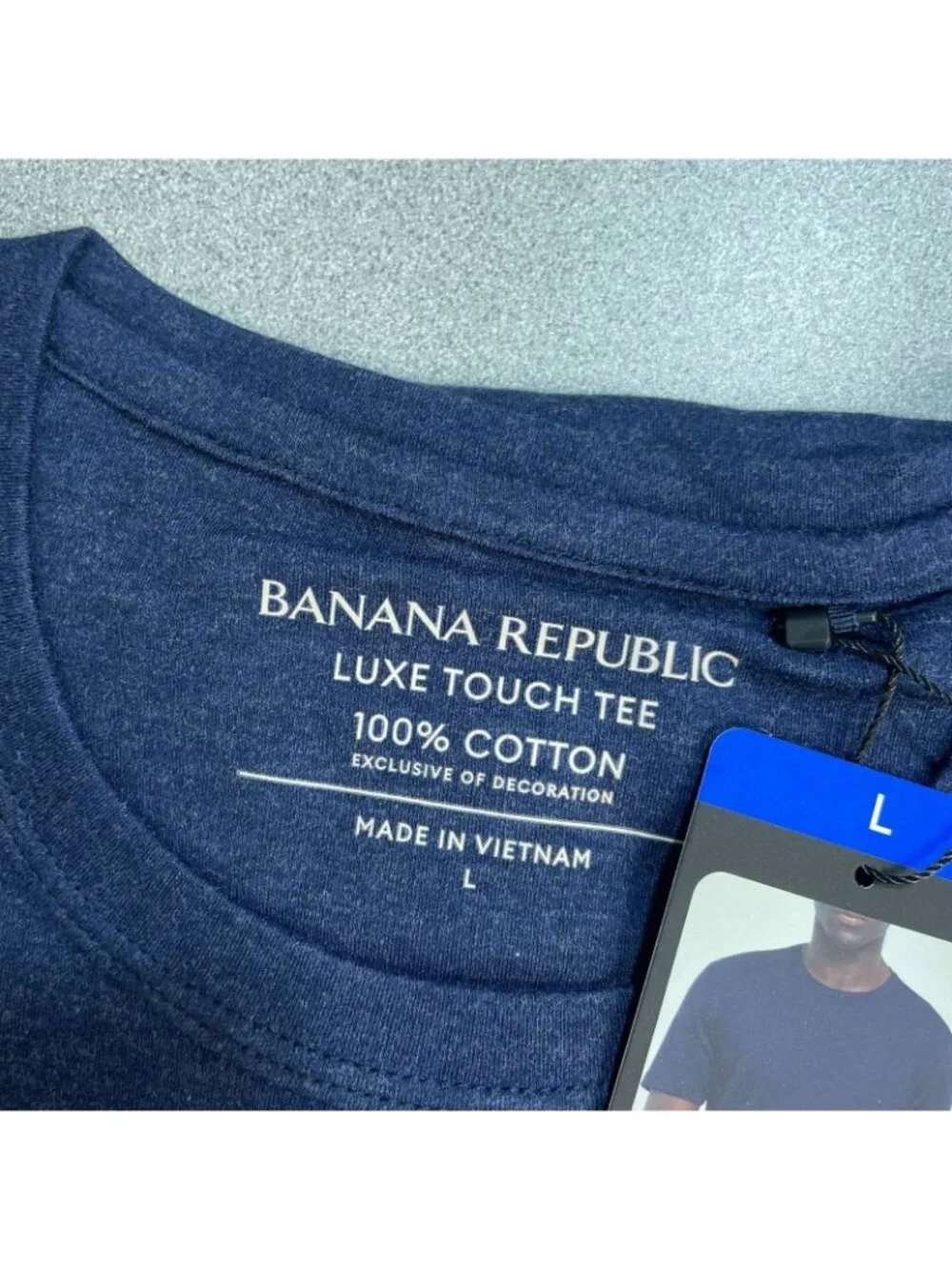 NWT Banana Republic Men's L Luxe Touch Tee 100% Cotton Blue Crew Neck T-Shirt